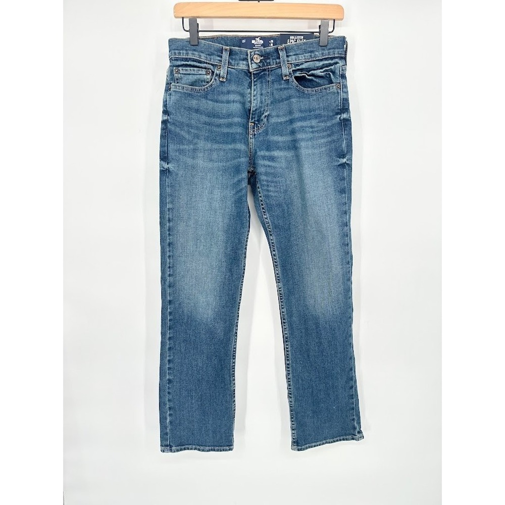 Hollister Men's‎ 28x30 Classic Straight Epic Flex Jeans Blue Medium Wash Stretch
